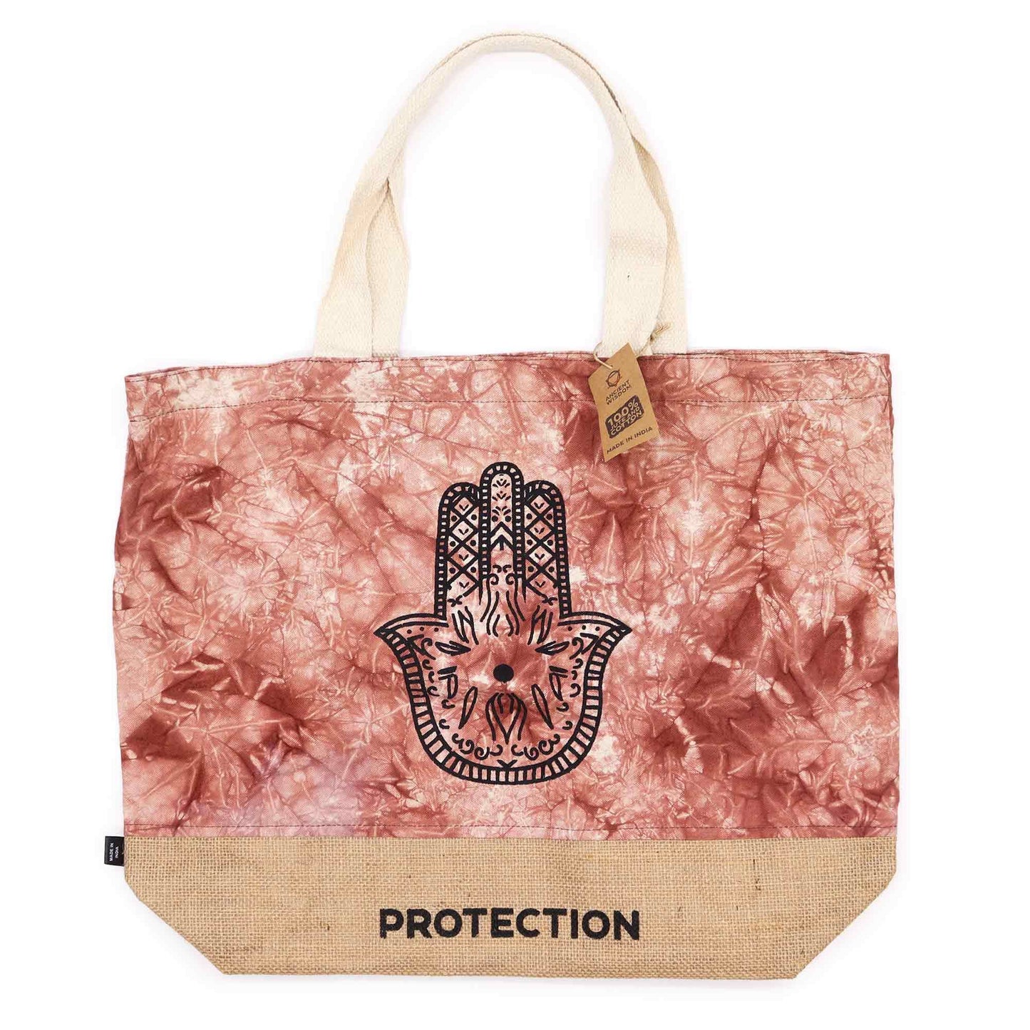 Hamsa Schutz Tasche in Terrakotta - Naturfaser mit Stonewash-Optik