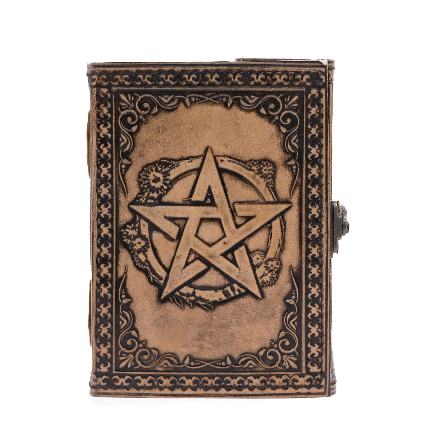 Ledernotizbuch 'Pentakel' in Antique Grey – Handgefertigte Magie