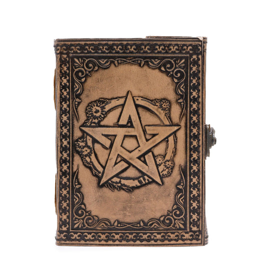 Ledernotizbuch 'Pentakel' in Antique Grey – Handgefertigte Magie