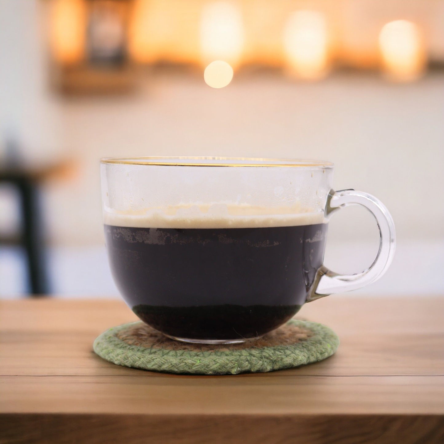 Set mit 6 Untersetzern aus Jute und Baumwolle - 10cm, gemischte Farben