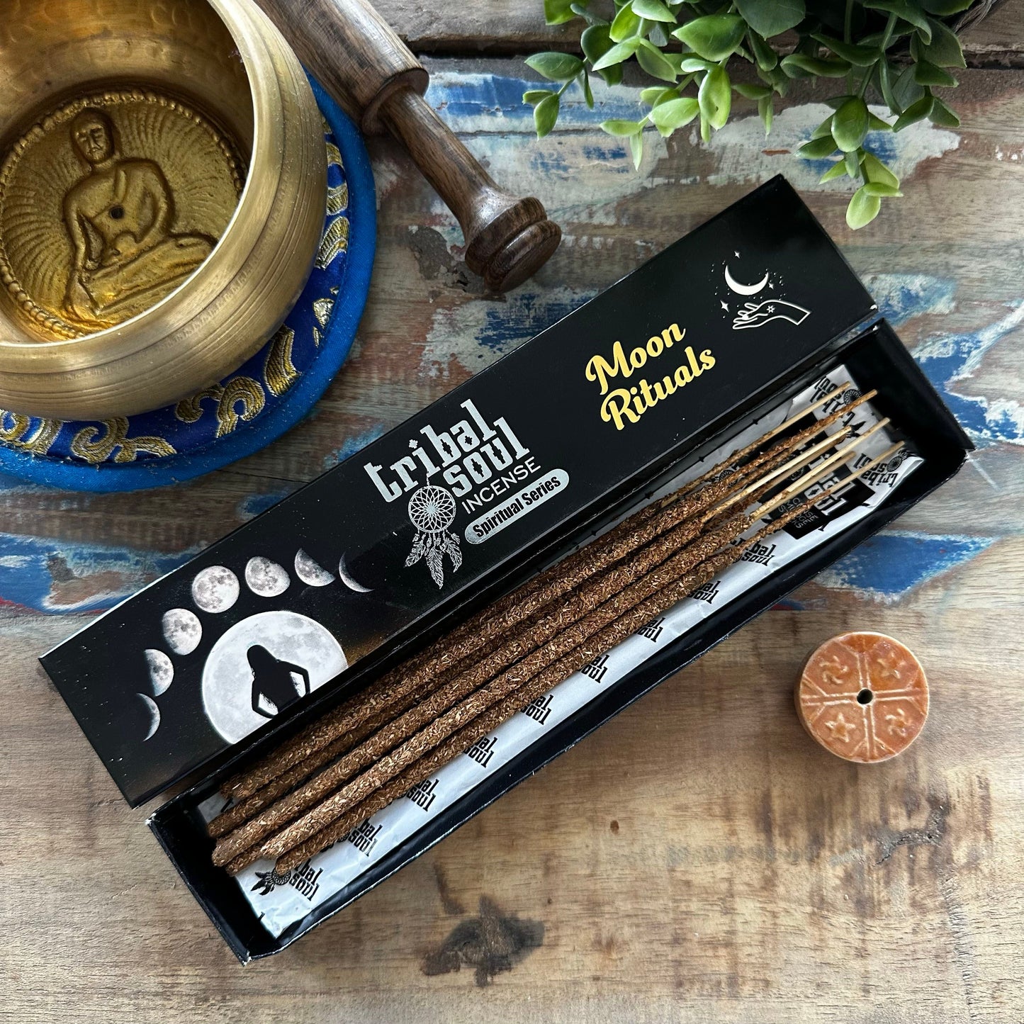 Räucherstäbchen-Set Mondritual mit Keramikhalter – 10 Stück