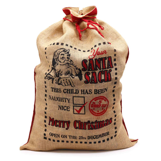 Großer Jute-Geschenkesack 'Weihnachtsmann' - 76x55 cm, nachhaltig & zeitlos