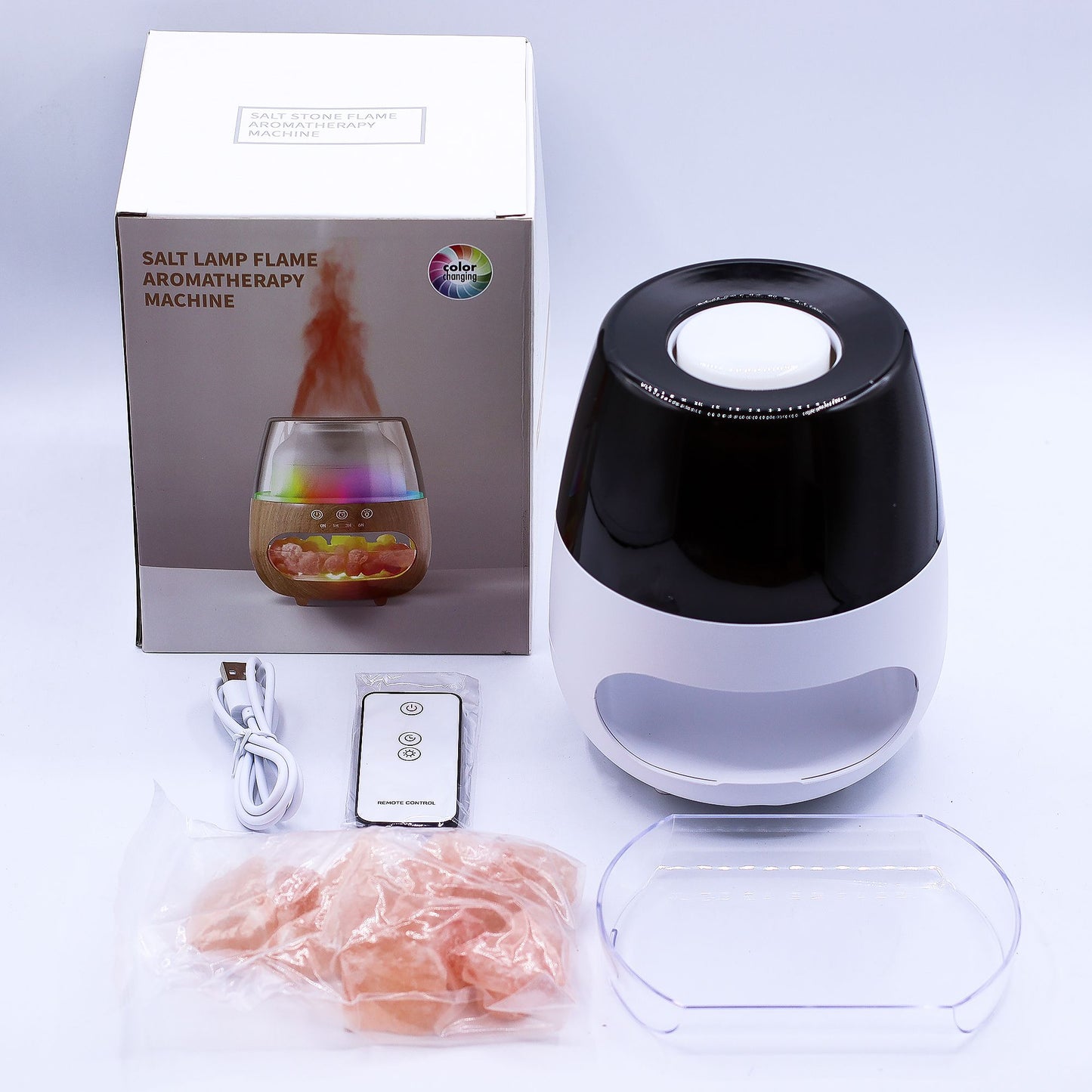 Aromadiffusor mit Flammeffekt & Farbwechsel – Weiß – Timer & USB