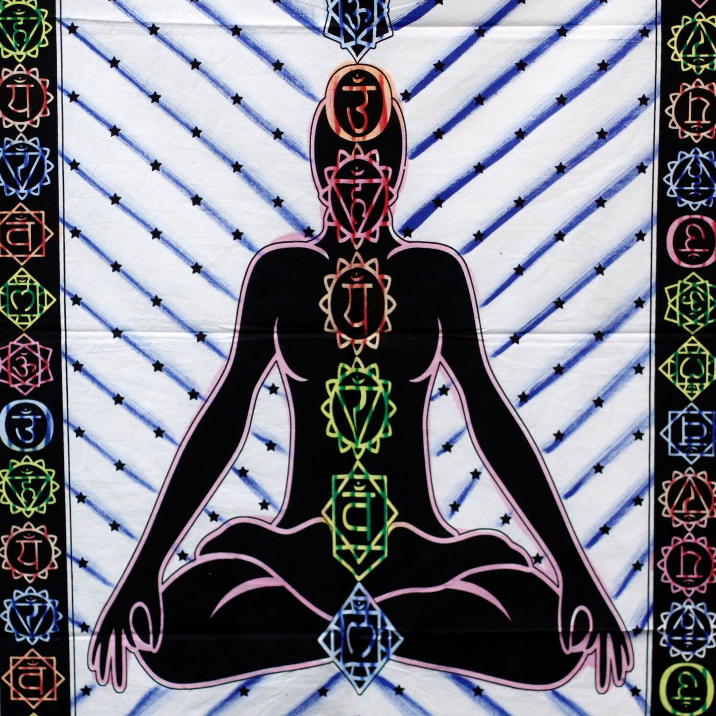 Handbemaltes Baumwoll-Wandbild 'Chakra Buddha' – Ein Unikat aus Indien
