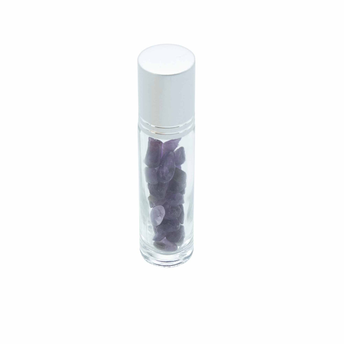 Roll-On Flakon mit Amethyst-Kugel – Silberkappe für ätherische Öle