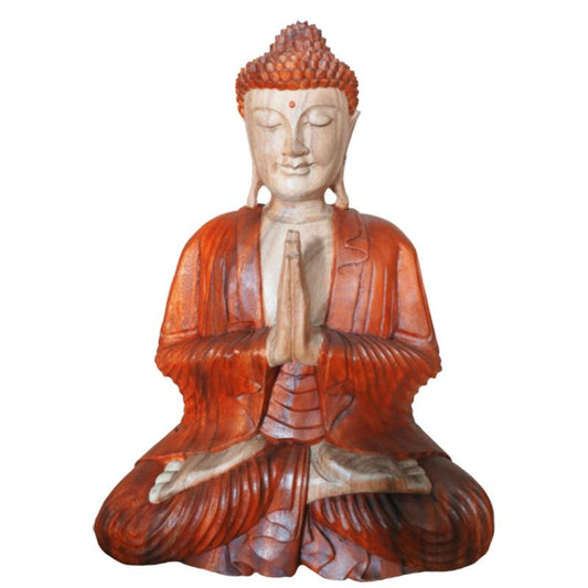 Willkommens-Buddha Statue aus Suarholz - 30 cm, handgeschnitzt