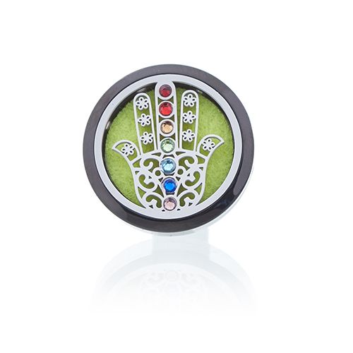 Hamsa Duftmedaillon fürs Auto – 10-teiliges Edelstahl-Set mit Filzpads