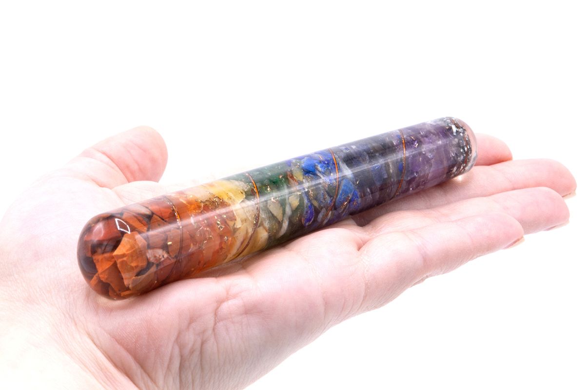 Orgonit-Heilungsstab mit Kupferspirale & Edelsteinen – 14 cm Handstab für Energieharmonie
