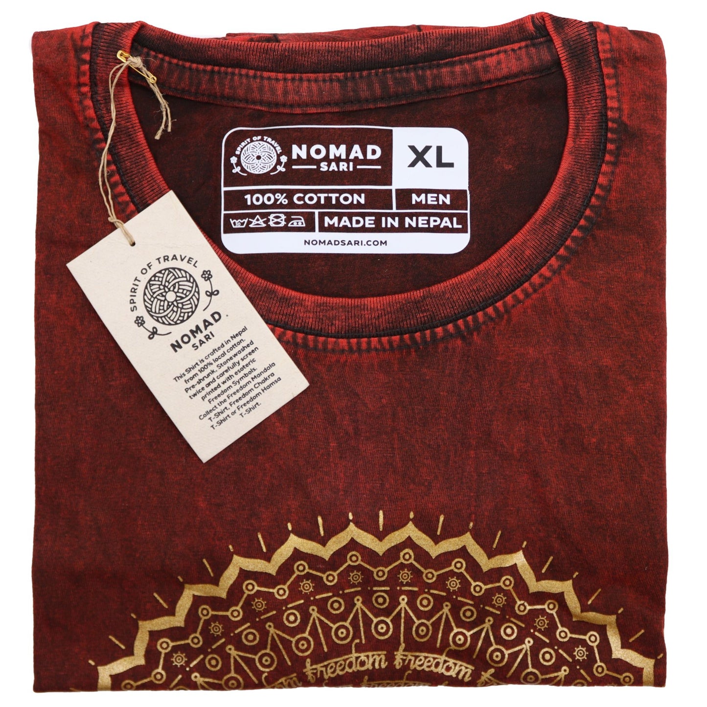 Hamsa Schutzhand T-Shirt in Kastanie - Vintage Stonewash
