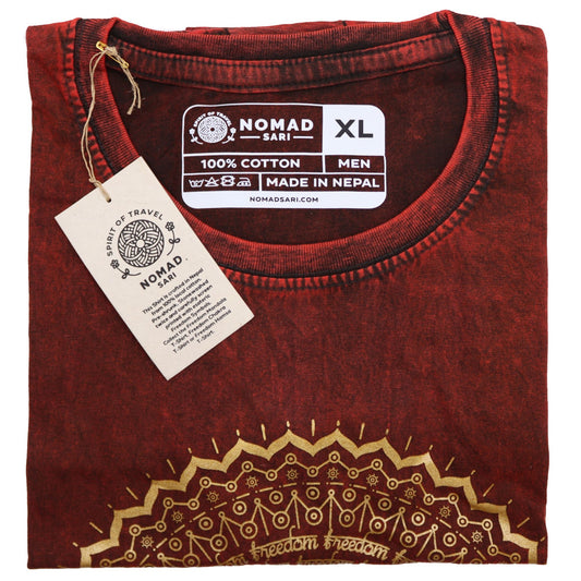 Hamsa Schutzhand T-Shirt in Kastanie - Vintage Stonewash