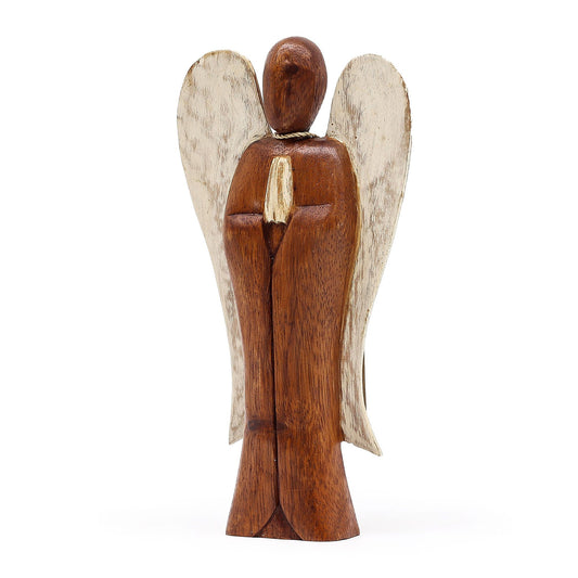Hati-Hati Peace Engel – Handgeschnitzte Figur aus Suarholz, 20 cm