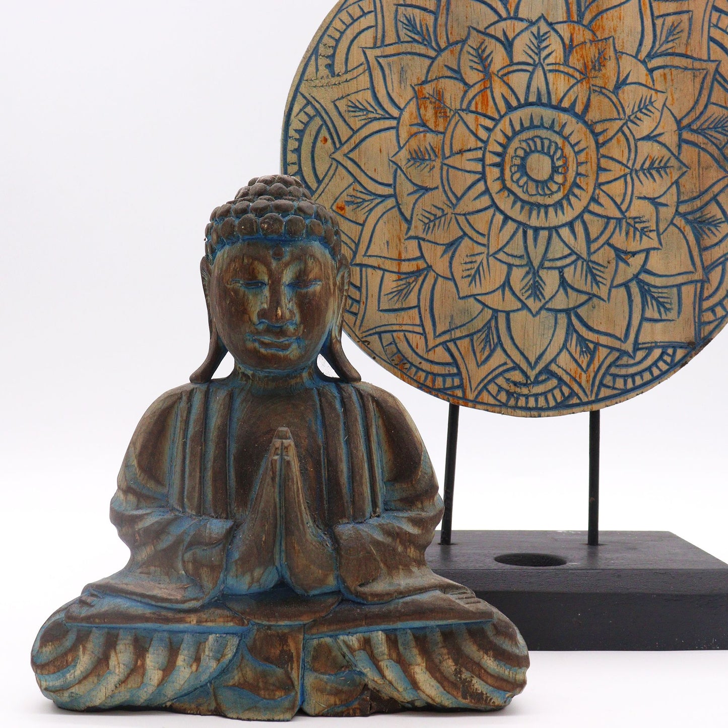 Feng Shui Set 'Harmonie-Mandala' mit Buddha-Figuren in Blau
