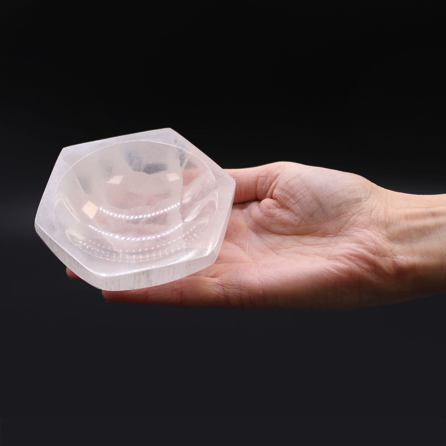 Selenit Schale Hexagon – Natürliche Dekoration in 10 cm