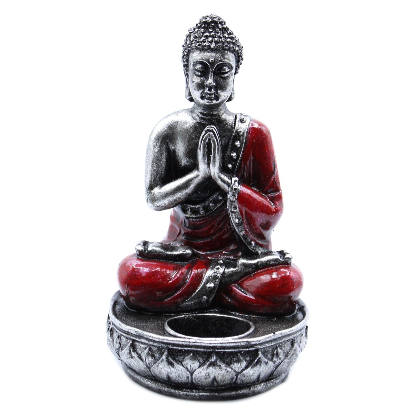 Handbemalte Buddha-Kerzenfigur in Rot - Medium - Für Harmonie und Ruhe