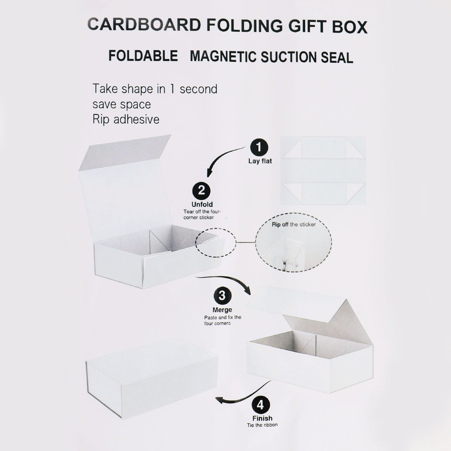 Faltbare Geschenkbox in Elfenbein – Elegante Verpackung mit fertiger Schleife