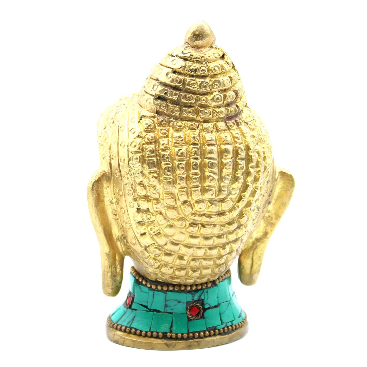 Buddha-Kopf aus massivem Messing, 11,5 cm - Handgefertigte Figur mit Howlite-Dekor