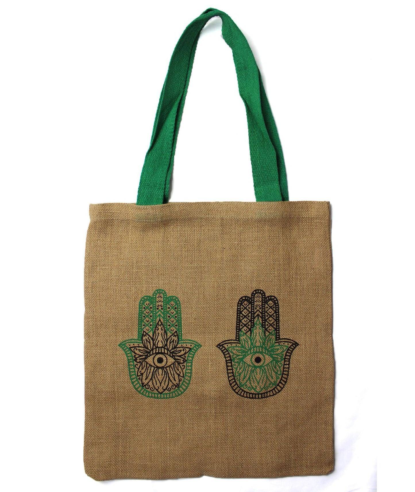 Große Jute-Tragetasche mit mystischem Hamsa-Motiv