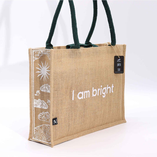 Jute Shopper »I am Bright« – Motivierende Tragetasche mit Hasenmotiv