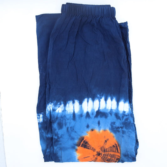 Lounge-Hosen im japanischen Stil - Handgefärbt in Tiefblau, Petrol und Orange