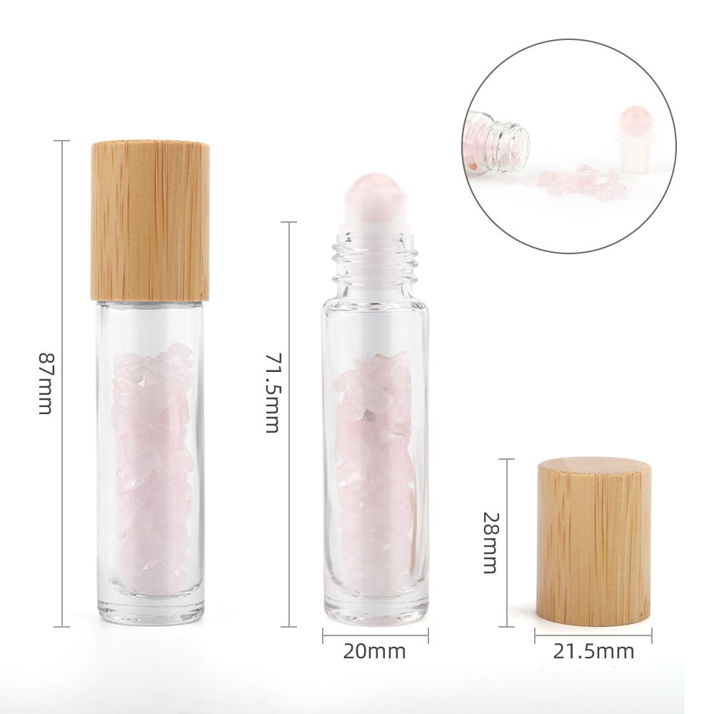 Roll-On Flasche mit Rosenquarz-Roller – 5 ml mit Holzverschluss