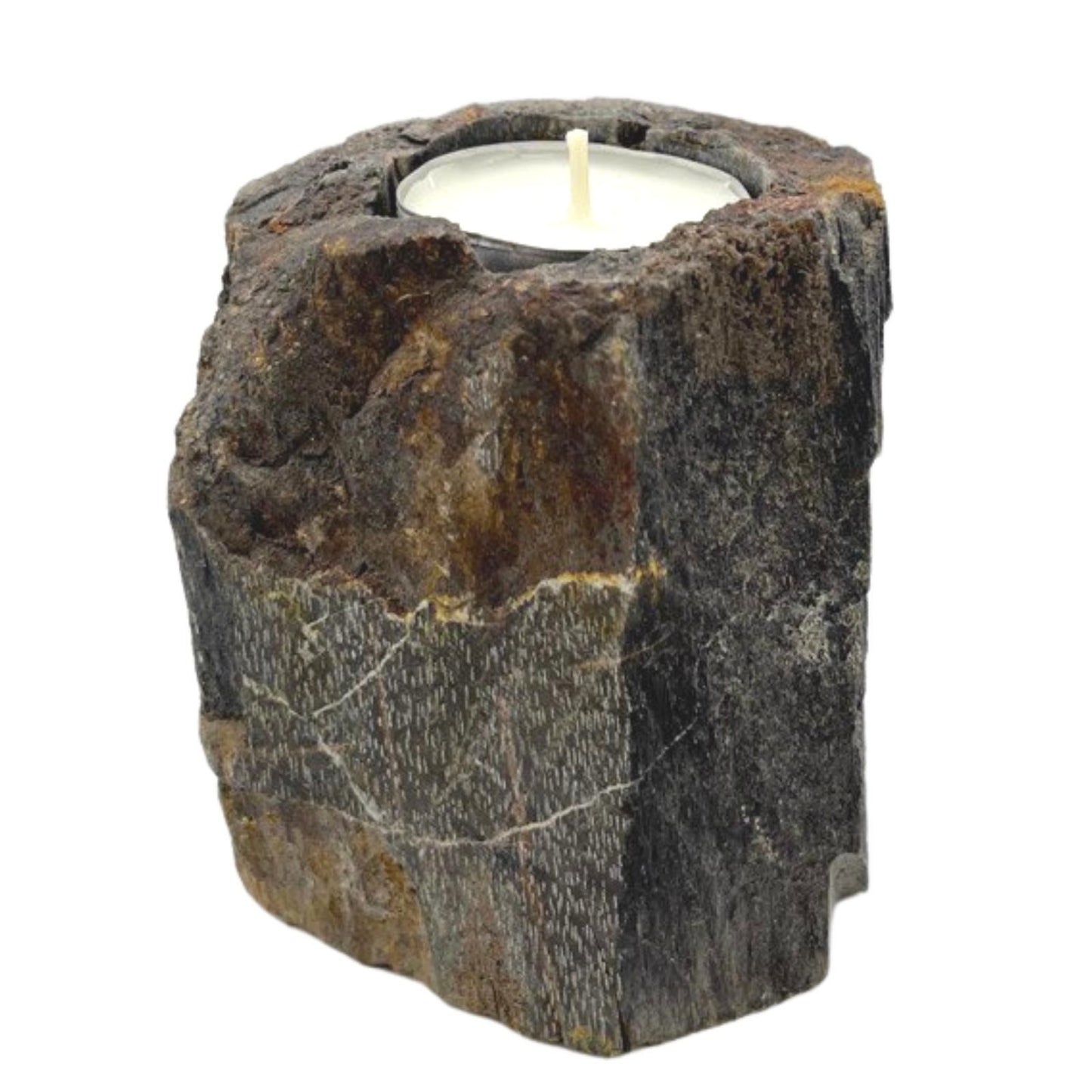 Marmor & Versteinertes Holz Kerzenhalter Einfach - Naturkunstwerk für Teelichter