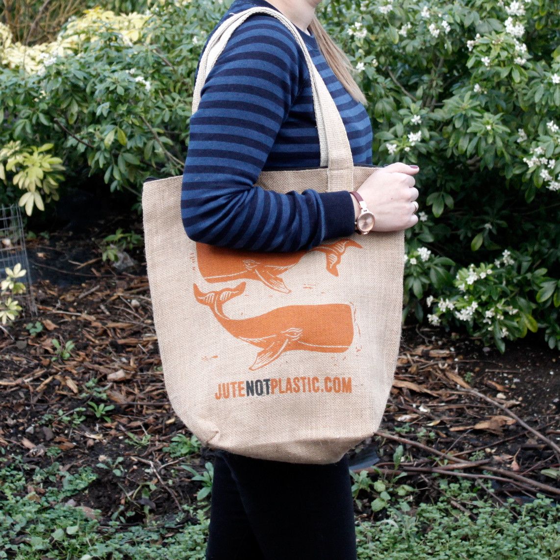 Two Whales Jute Shopper – Große Einkaufstasche mit Reißverschluss