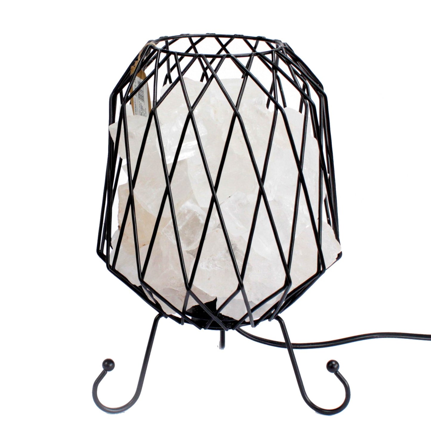 Himalaya-Salzlampe Set im Metallkorb – Komplettset mit 3 kg weißen Salzbrocken
