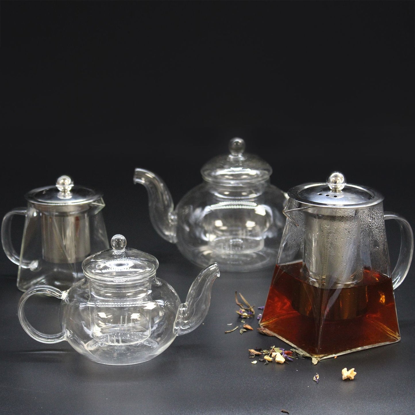 Glasteekanne Turmform mit Edelstahlsieb – 350ml für puren Teegenuss
