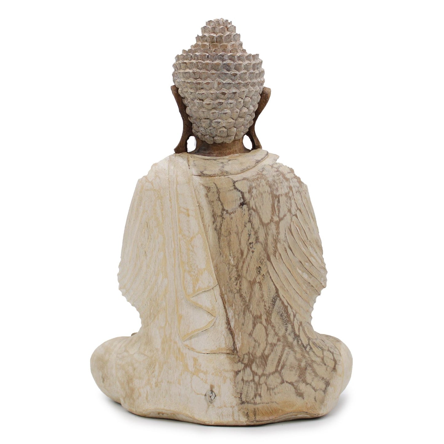 Weiße Buddha Statue 40cm - Handgeschnitztes Suarholz Unikat für innere Ruhe