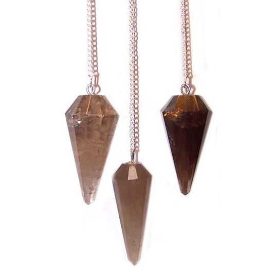 Handgefertigtes Rauchquarz Pendel mit silberner Kette