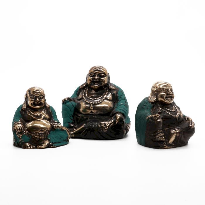 Dreier-Set Buddha-Statuen aus Messing – Handgefertigte Meditation & Deko