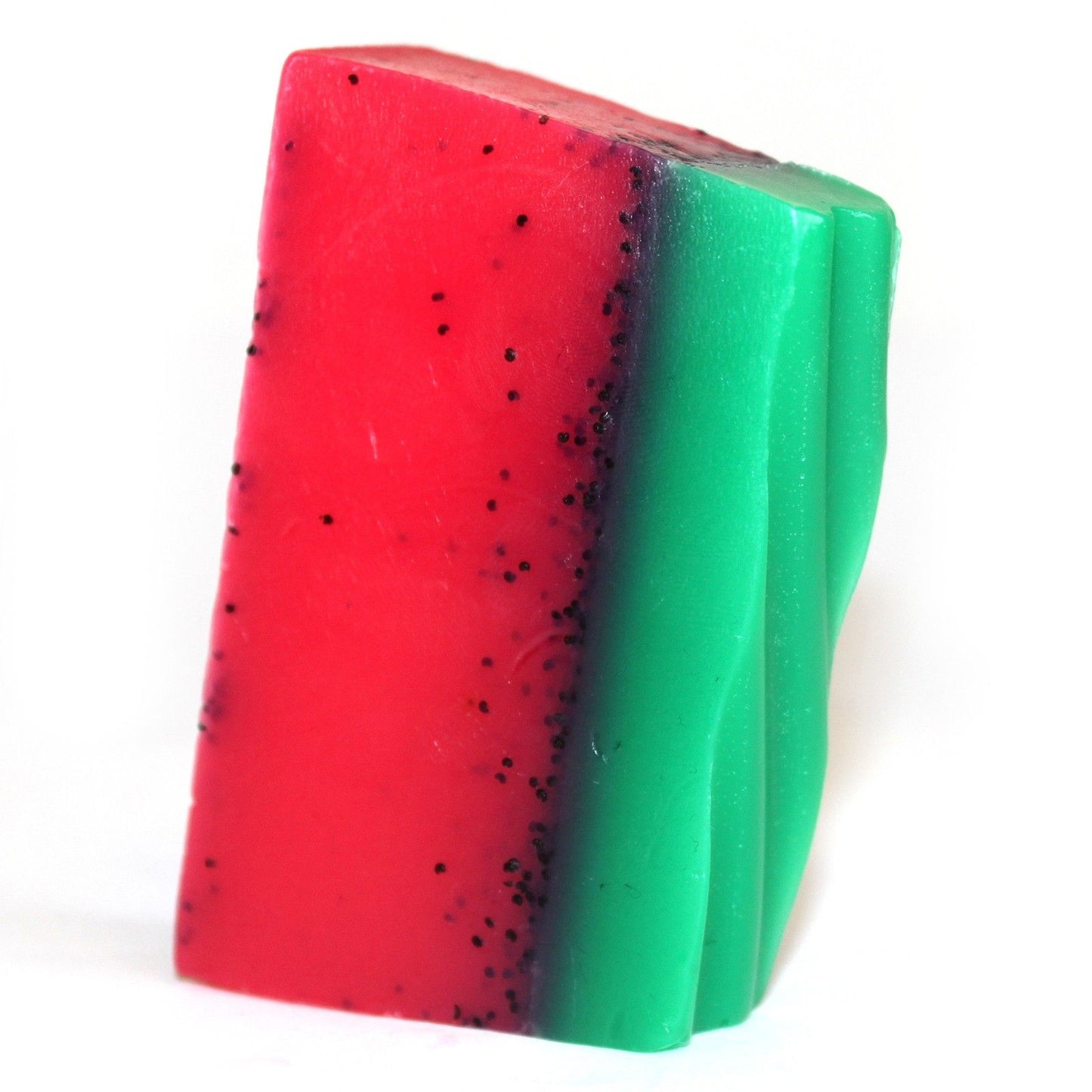 Handgemachte Seifenstange 'Exotische Wassermelone' mit natürlichem Mohnsamen-Peeling