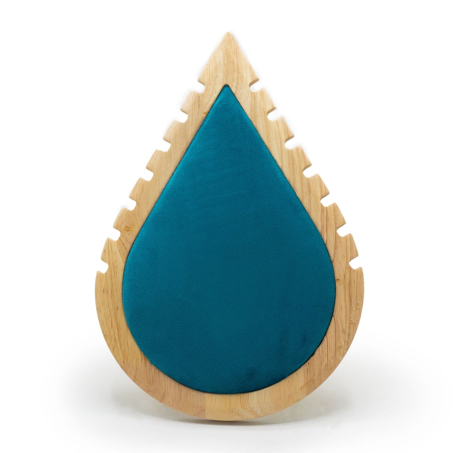 Halskettenständer in Tröpfchenform - Elegantes Display aus Holz, Samt und Wildleder (26x18 cm)