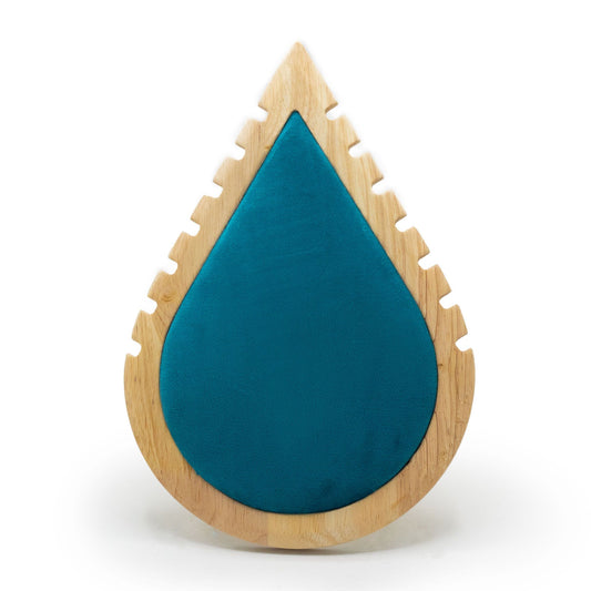 Halskettenständer in Tröpfchenform - Elegantes Display aus Holz, Samt und Wildleder (26x18 cm)
