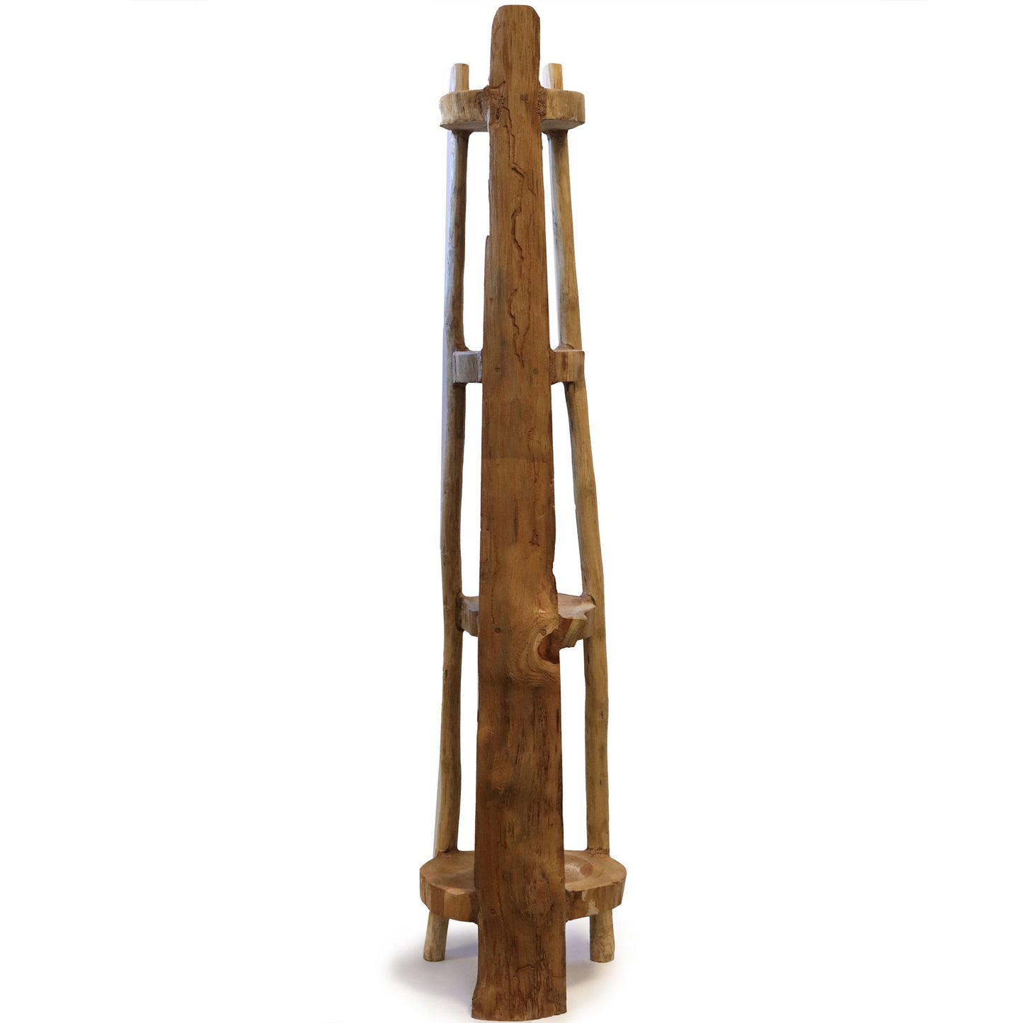 Massivholz-Eckregal aus Teak mit 4 Böden – 135 cm Höhe