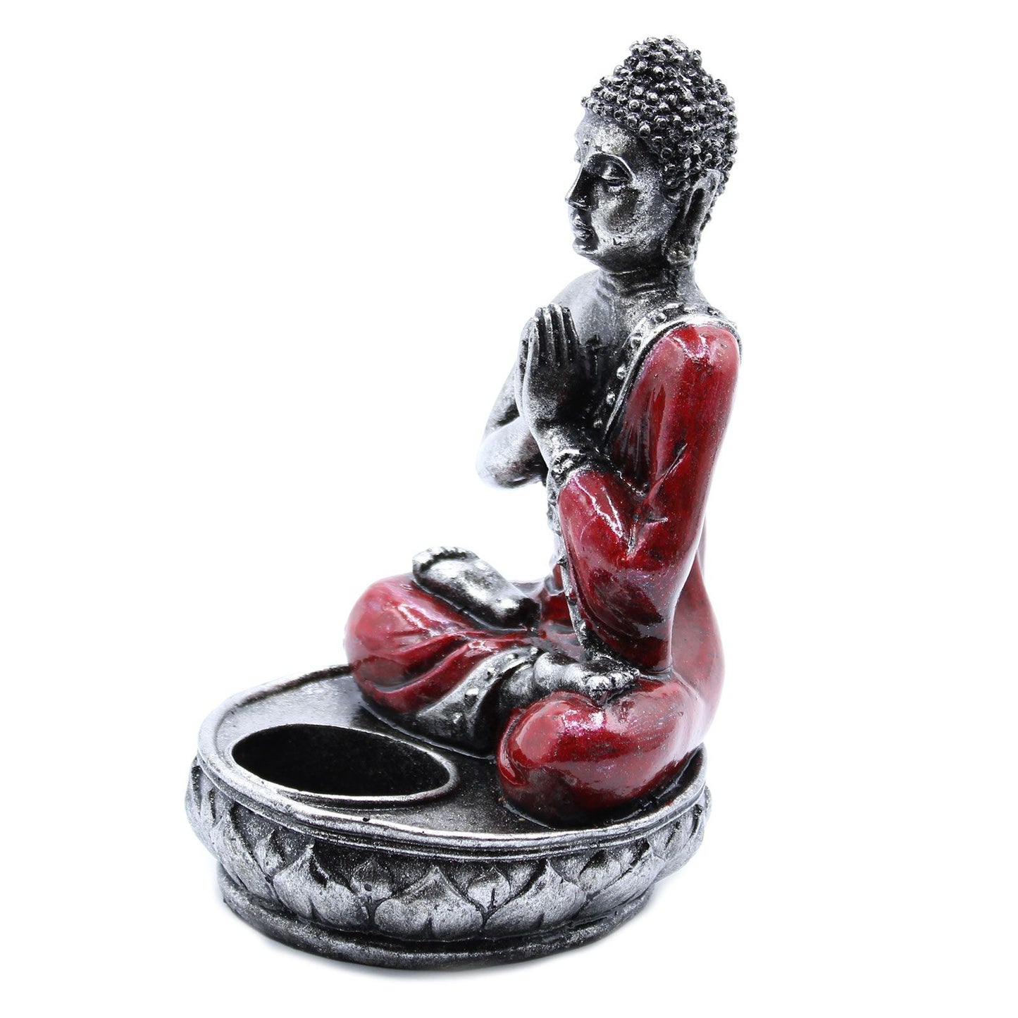 Handbemalte Buddha-Kerzenfigur in Rot - Medium - Für Harmonie und Ruhe