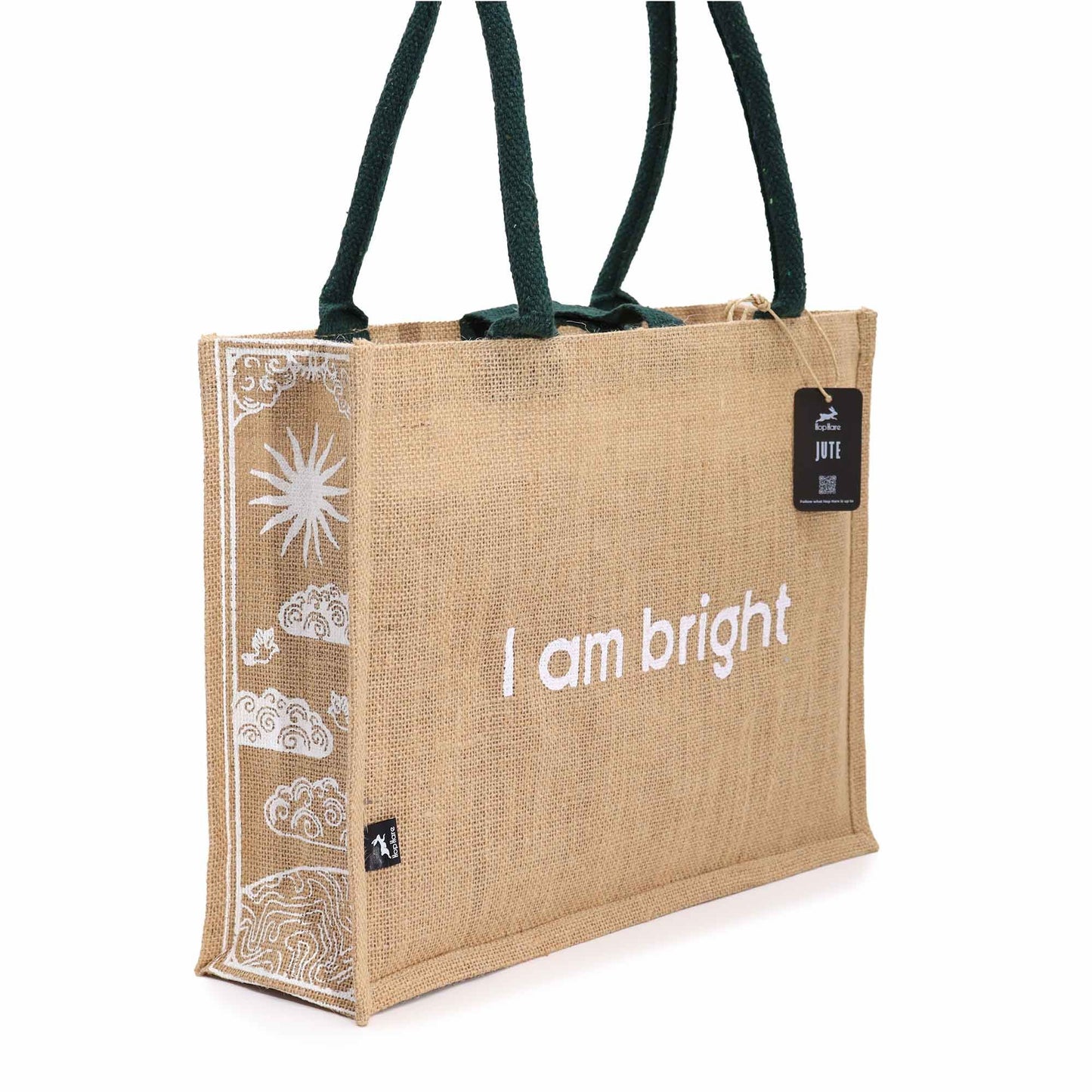 Jute Shopper »I am Bright« – Motivierende Tragetasche mit Hasenmotiv