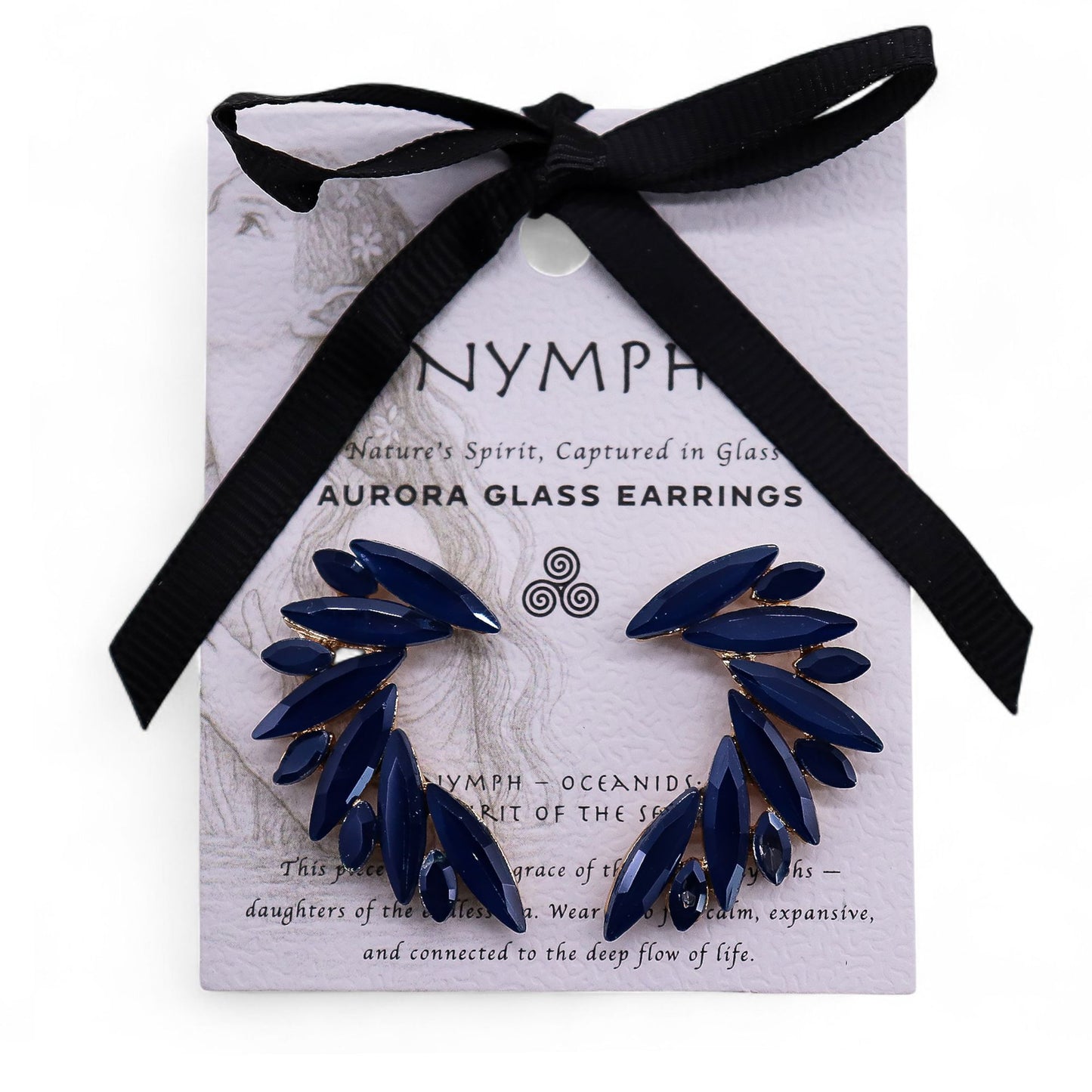 Flügel der Eleganz - Ohrringe mit royalblauem Vintage-Glas