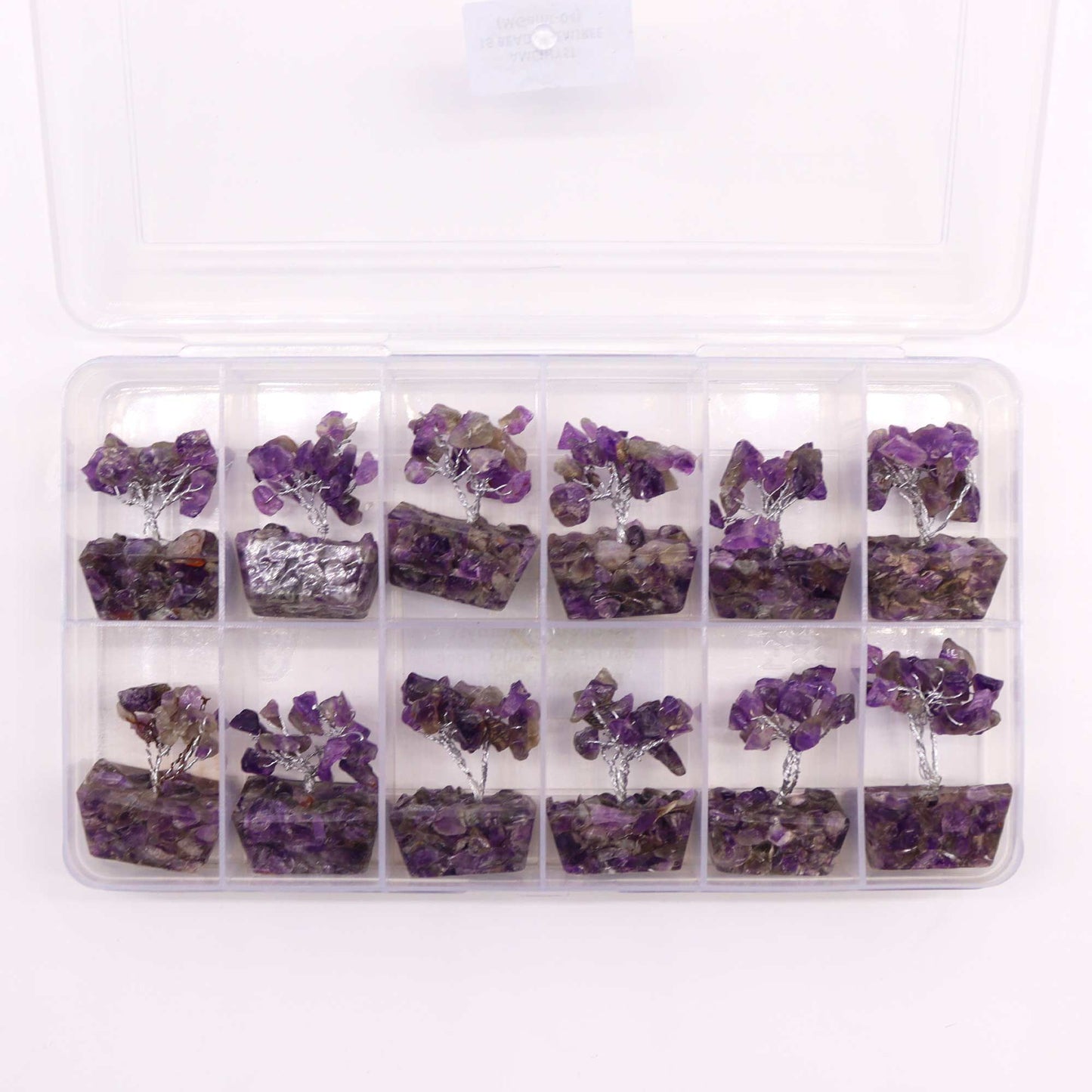 Mini-Edelsteinbaum Amethyst auf Orgonit-Basis – Handgefertigte Deko mit 15 Steinen