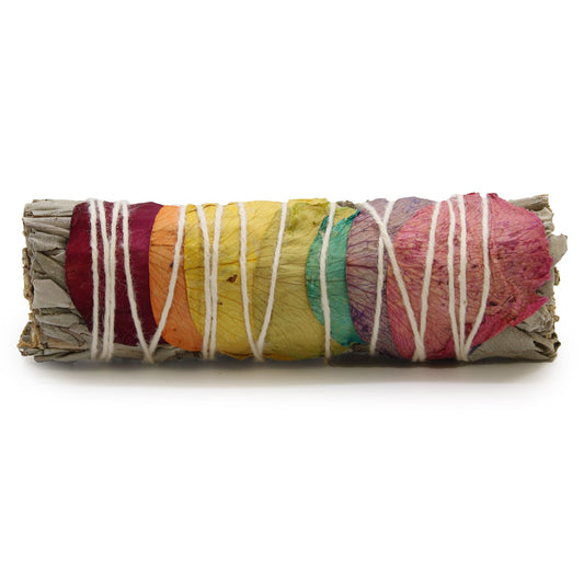 Räucherbündel für die Chakra-Balance mit Rosenblüten und Salbei – 10 cm