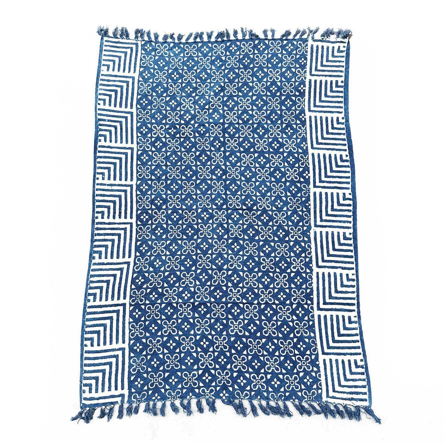 Kasba Tiles Indigo-Decke – Handgewebtes Kunstwerk aus Naturindigo, 170 x 120 cm