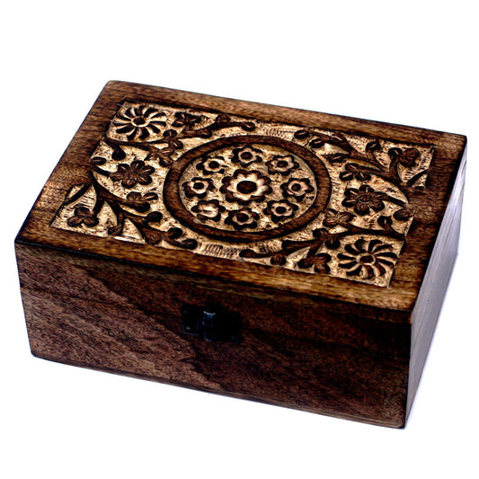 Handgeschnitzte Aromatherapie-Box aus Mangoholz für 24 Fläschchen