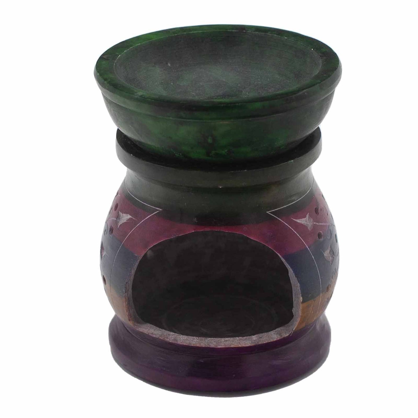 Flower of Life Ölbrenner aus Speckstein - 10 cm, 5 harmonische Farben