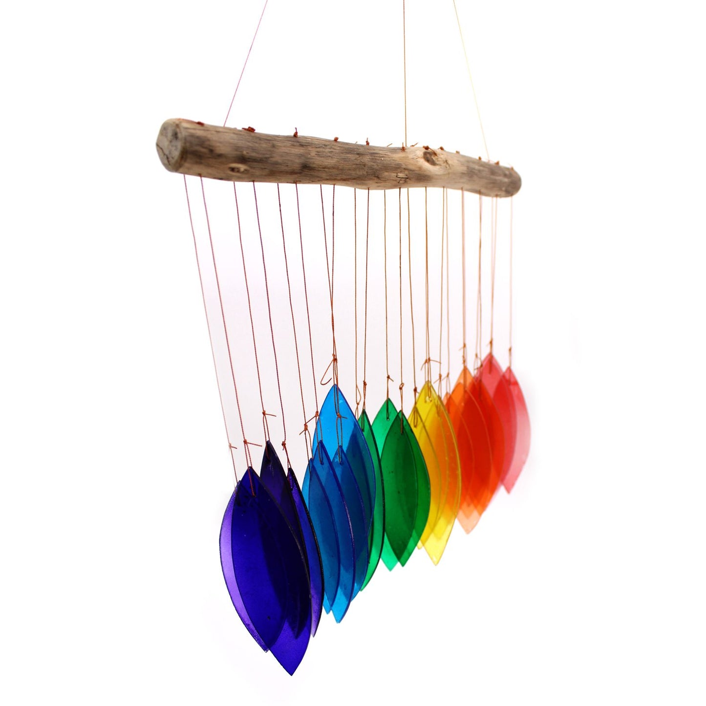 Klangregenbogen aus Recyclingglas – Windspiel mit Treibholz