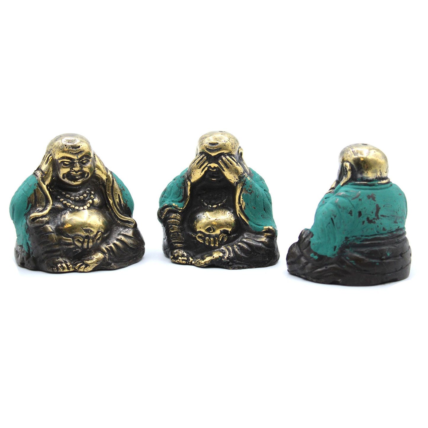 Dreier-Set Buddha-Statuetten in Messing – Die drei weisen Affen