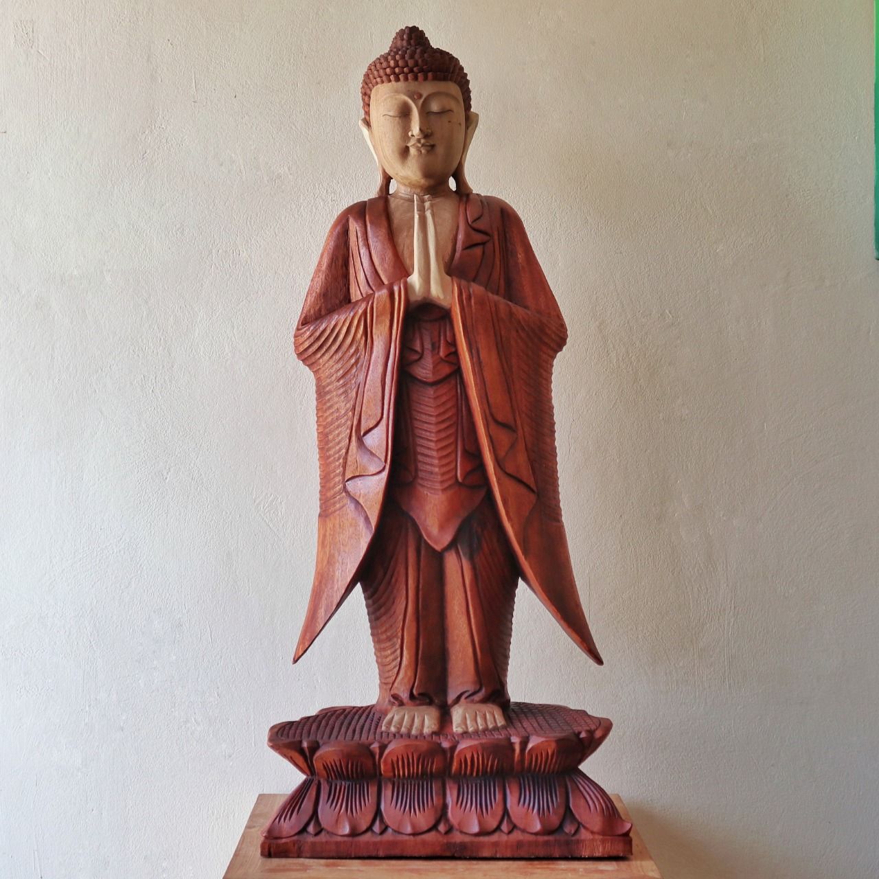 Willkommens-Buddha aus Suarholz - Handgeschnitzte Statue 100 cm