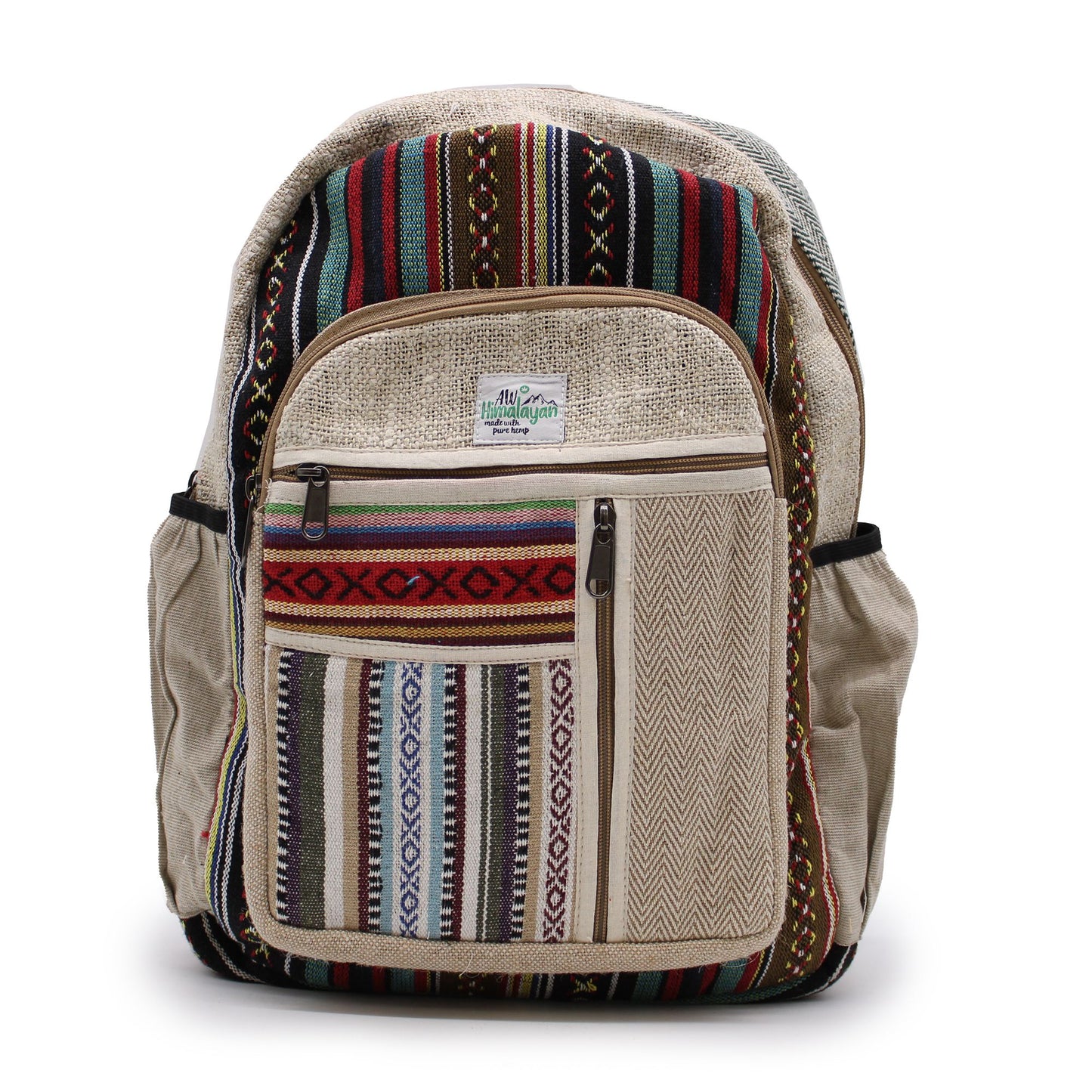 Großer Hanf-Rucksack mit geraden Reißverschlüssen – Leicht & Organisiert