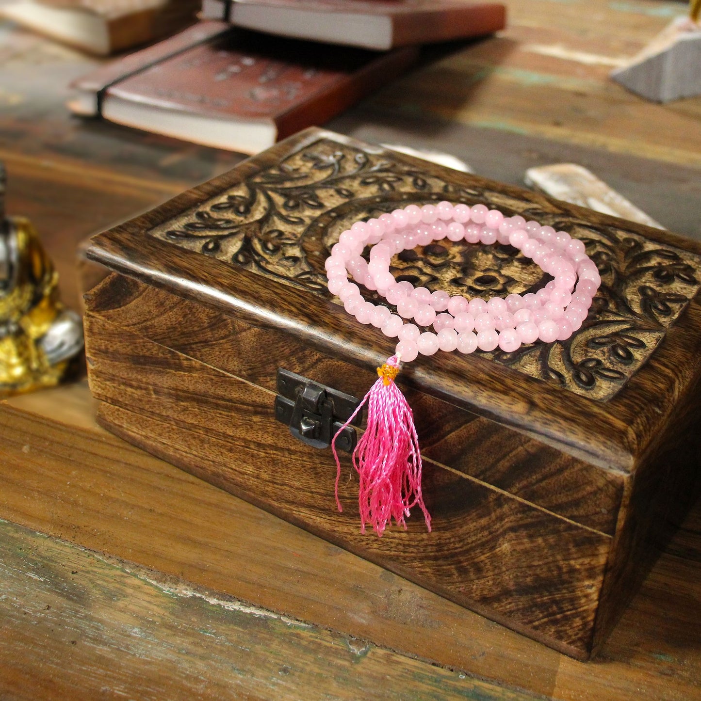 Mala aus Rosenquarz – 108 Perlen für Harmonie und Selbstliebe