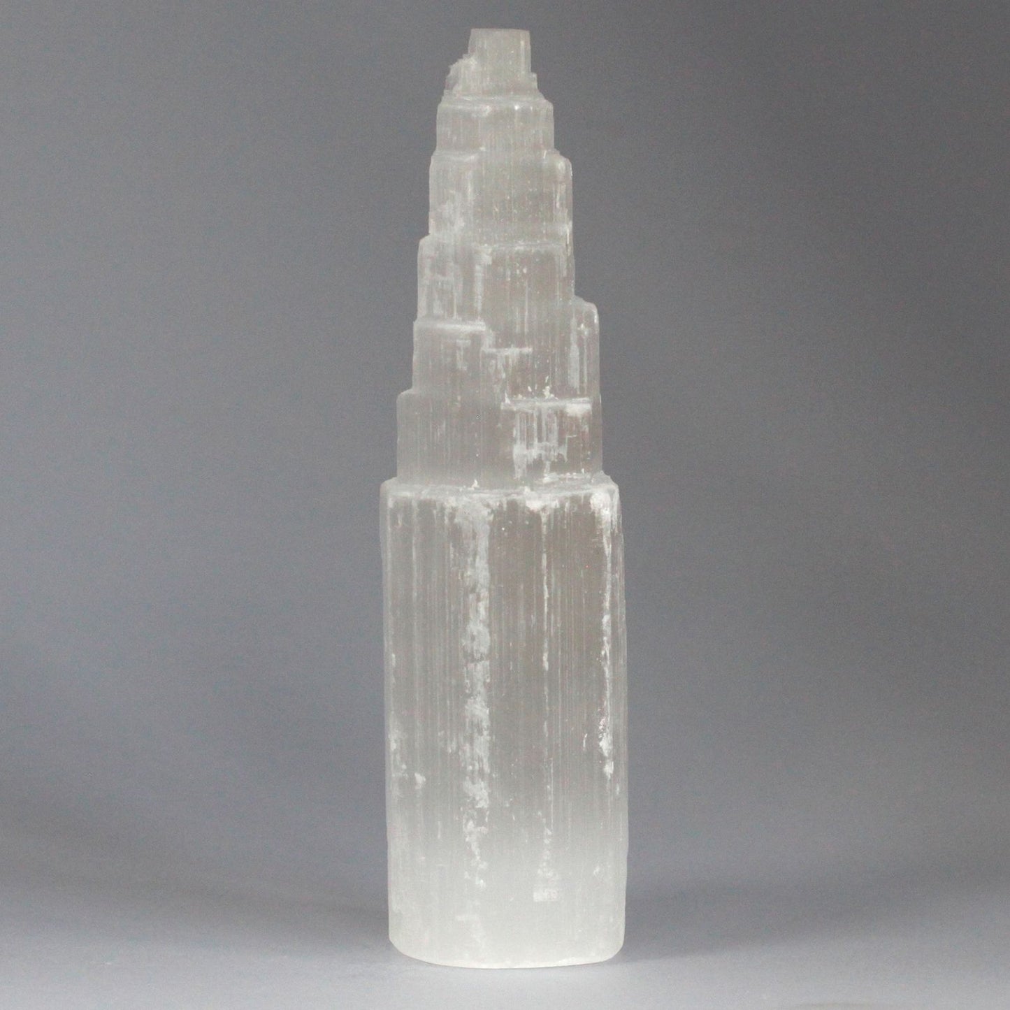 Selenit-Kristallturm mit LED-Beleuchtung – 20 cm Naturkunstwerk aus Marokko