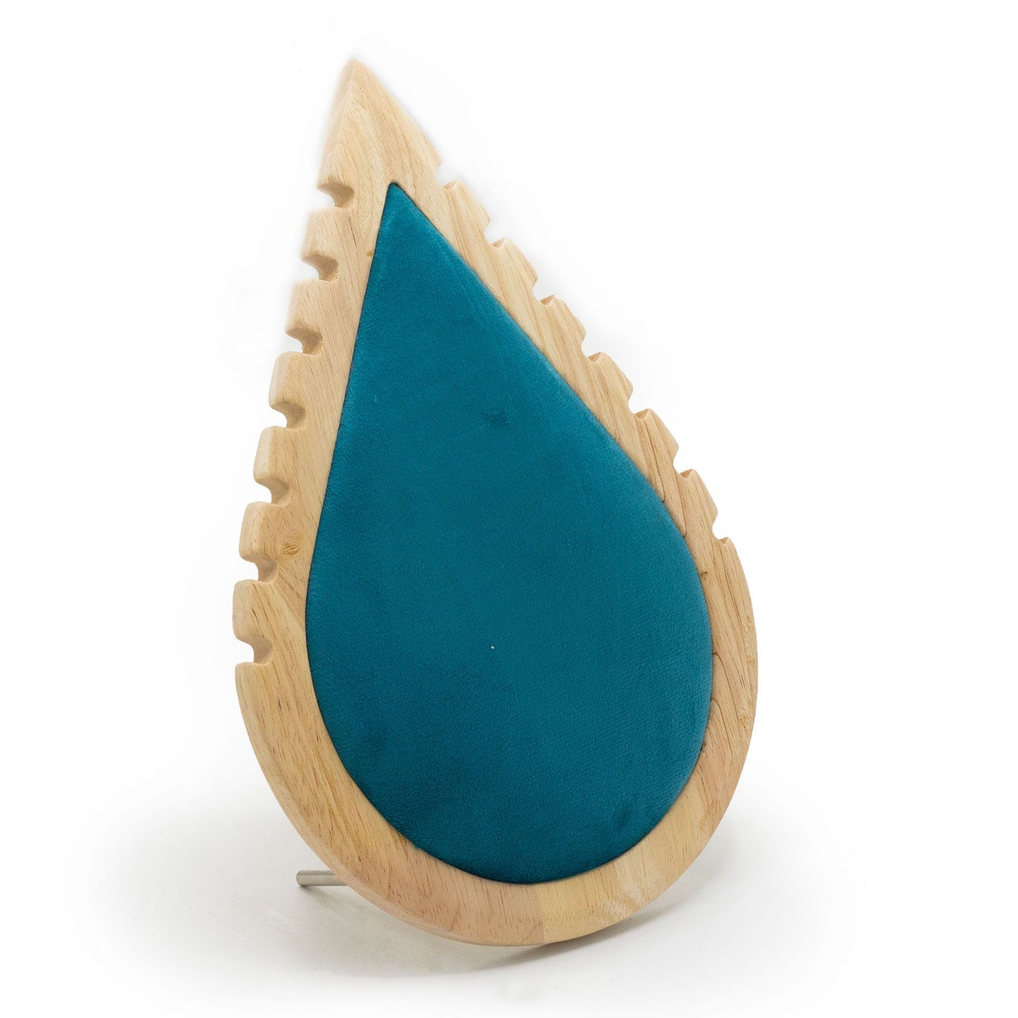 Halskettenständer in Tröpfchenform - Elegantes Display aus Holz, Samt und Wildleder (26x18 cm)